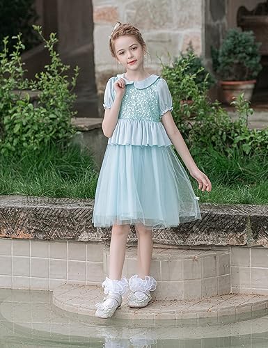 Miniatura 4 de Dicry Calcetines de doble encaje para niñas pequeñas puños ondulados volantes grandes para bebés y niños