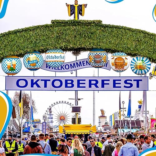 Miniatura 7 de Panelee 12 linternas de papel para el Oktoberfest, decoraciones de fiesta de Oktoberfest, 8 pulgadas, para colgar cerveza de 8 pulgadas, faroles de