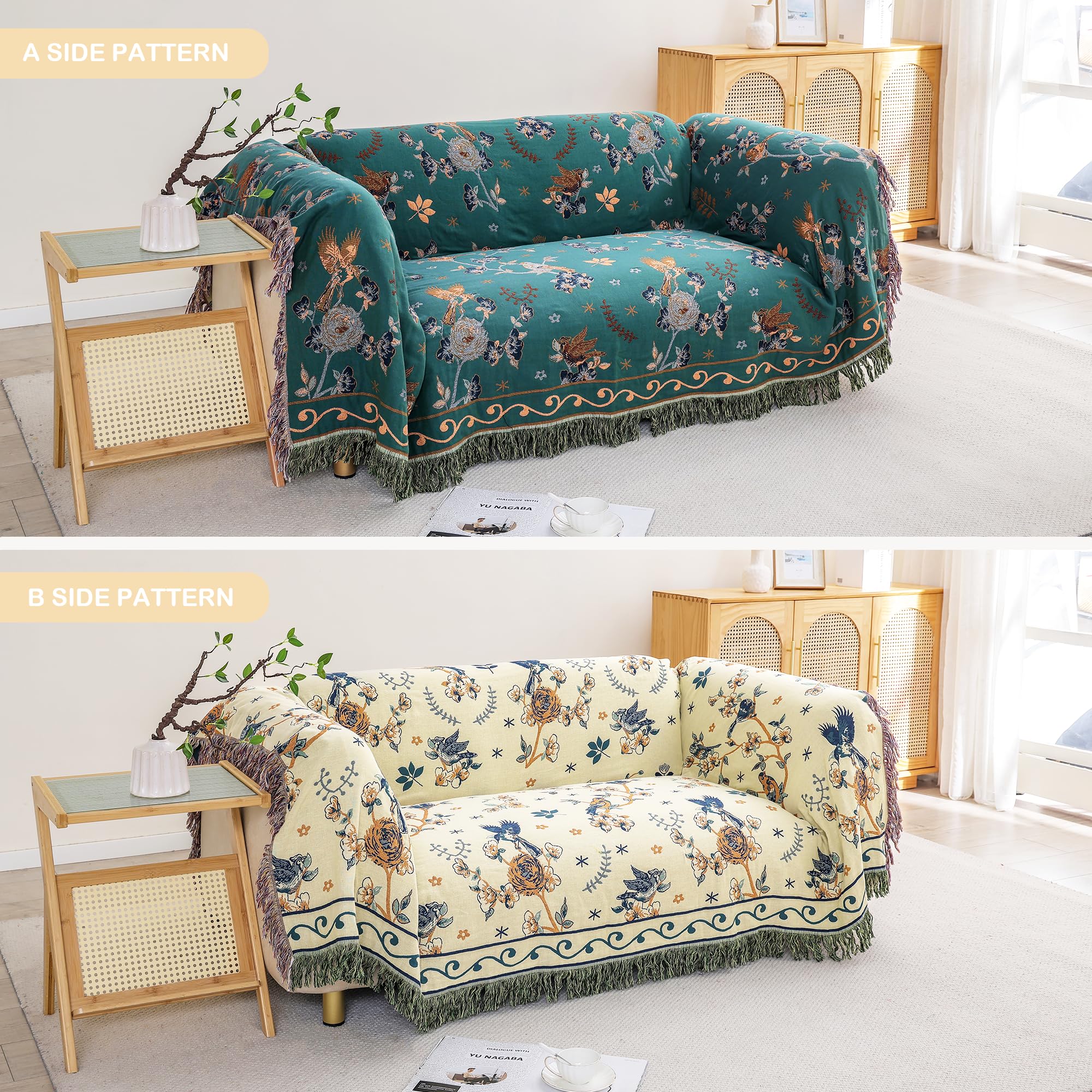 Bohemian Sofa Grote Bed Sprei, 100% Biologisch Katoen Zachte