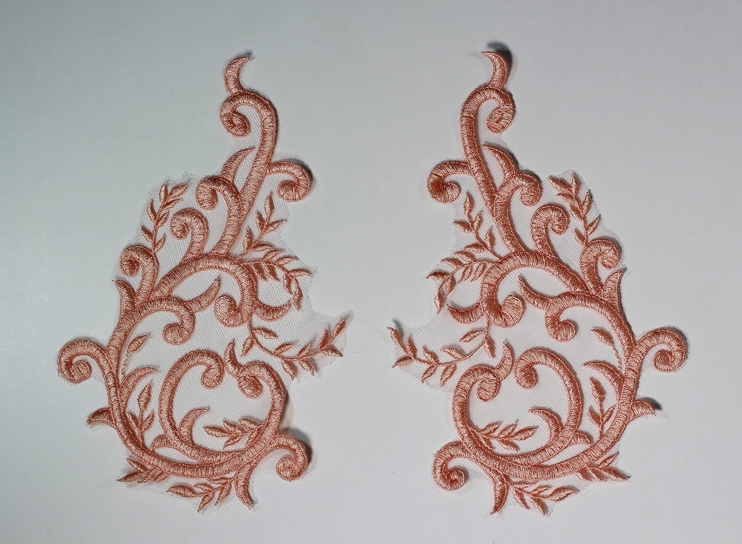 4 x Lace Embroidery Applique Wedding Motif Sew On Size: 23 cm x 15 cm #46A (Peach)