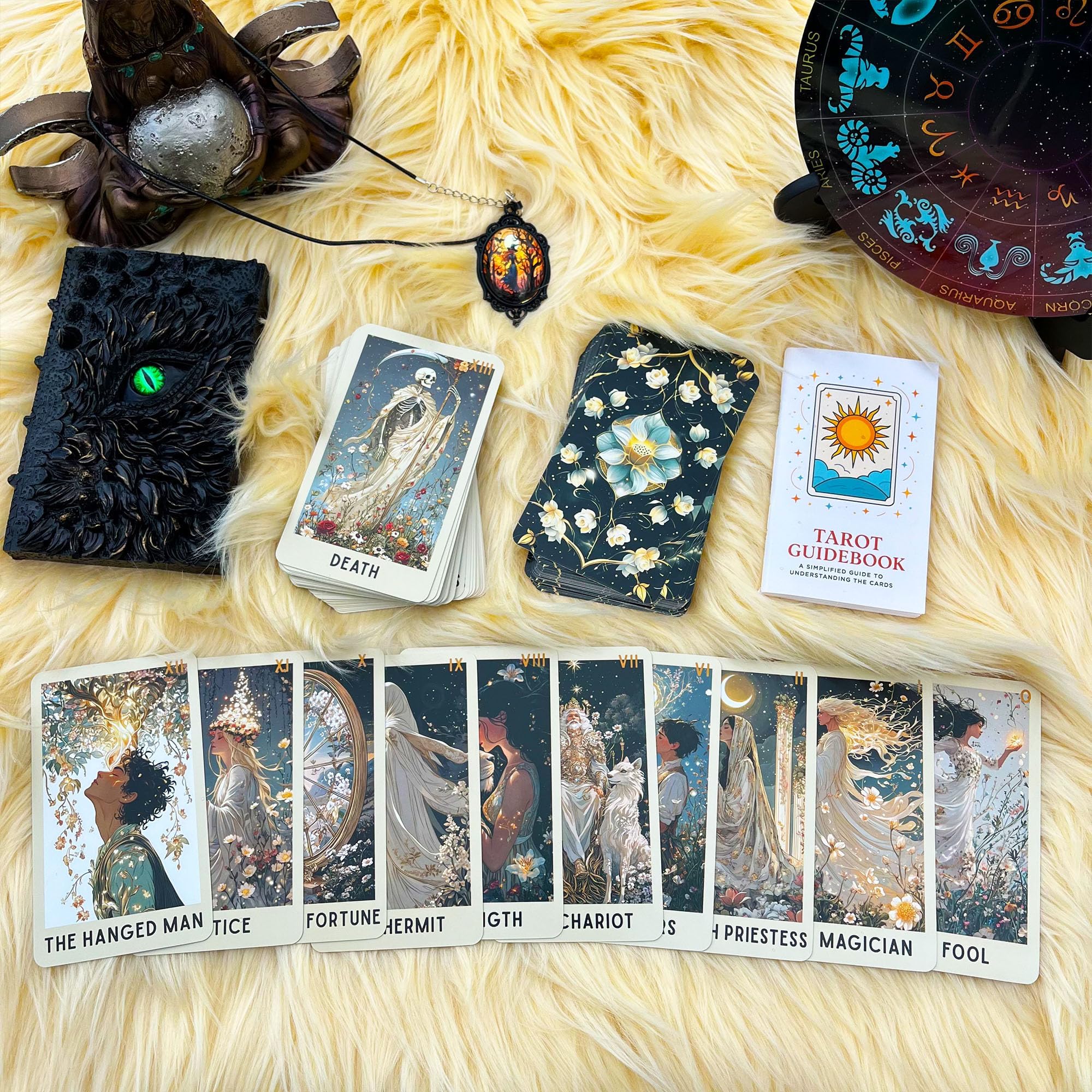 Mazzo di tarocchi unico, 78 carte di tarocchi floreali con guida, tarocchi moderni per principianti e lettori esperti, strumento di divinazione e crescita spirituale