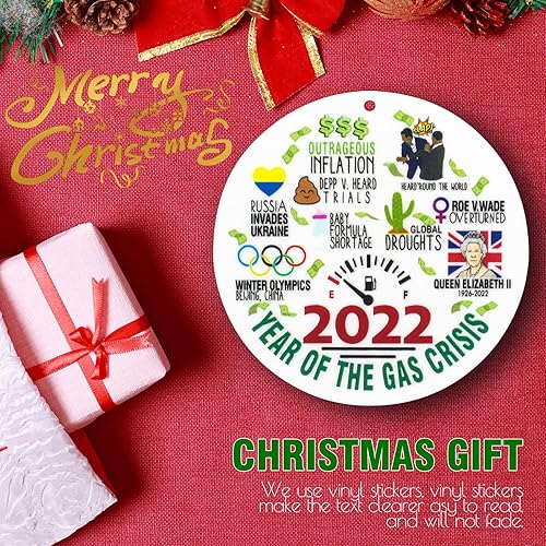 Miniatura 5 de Año en revisión 2022 adorno conmemorativo de Navidad 2022 patrón de doble cara un año para recordar adorno decorativo divertido para árbol de