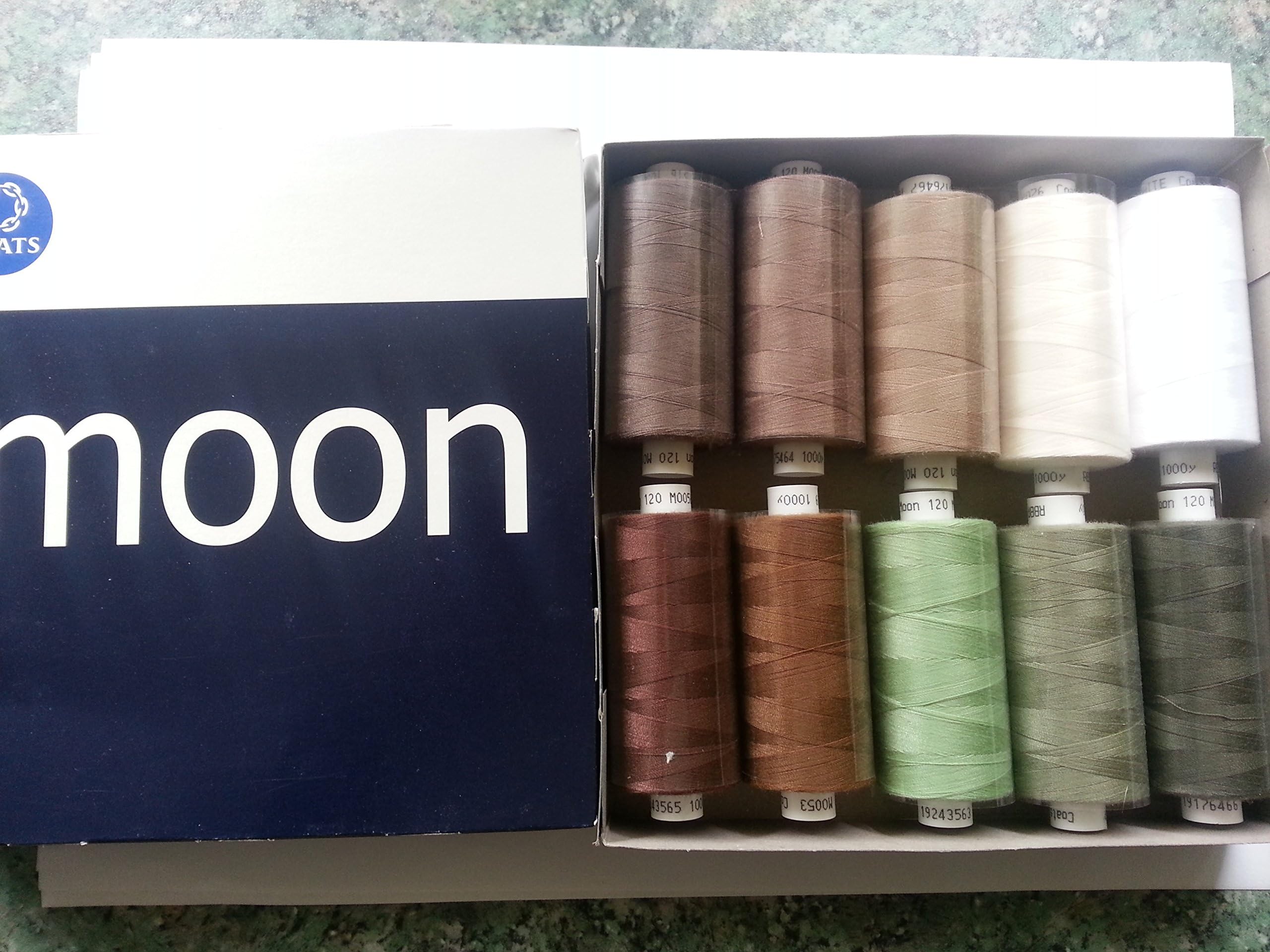 Polyester Sewing Thread - Moon Thread 10 X 1000 Yard Pack - 120s (Naturals)