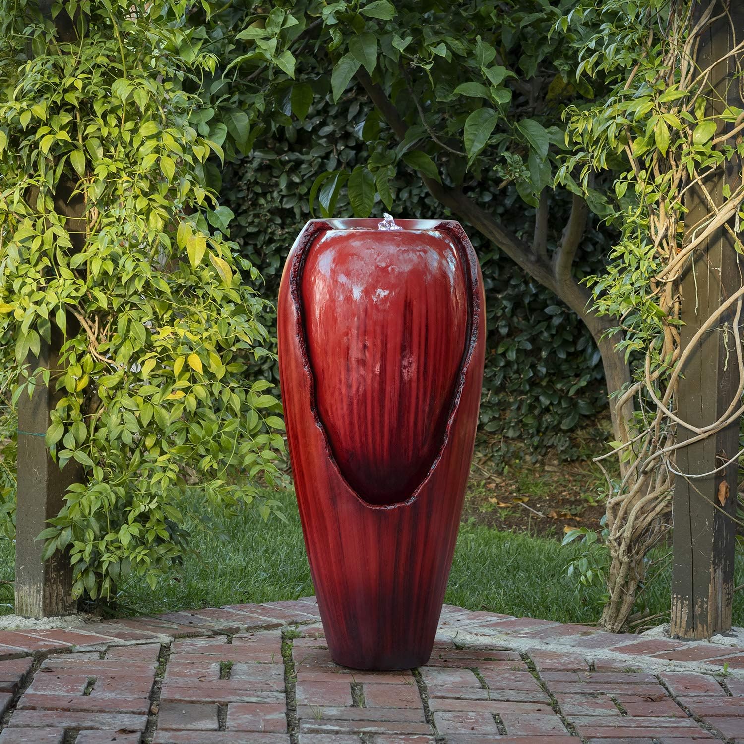Alpine Corporation DIG100XS-RD Jar Water Fountain Outdoor Waterfall for Garden, Patio, Deck, Porch-Yard Art Decor, Red : Patio, Lawn & Garden