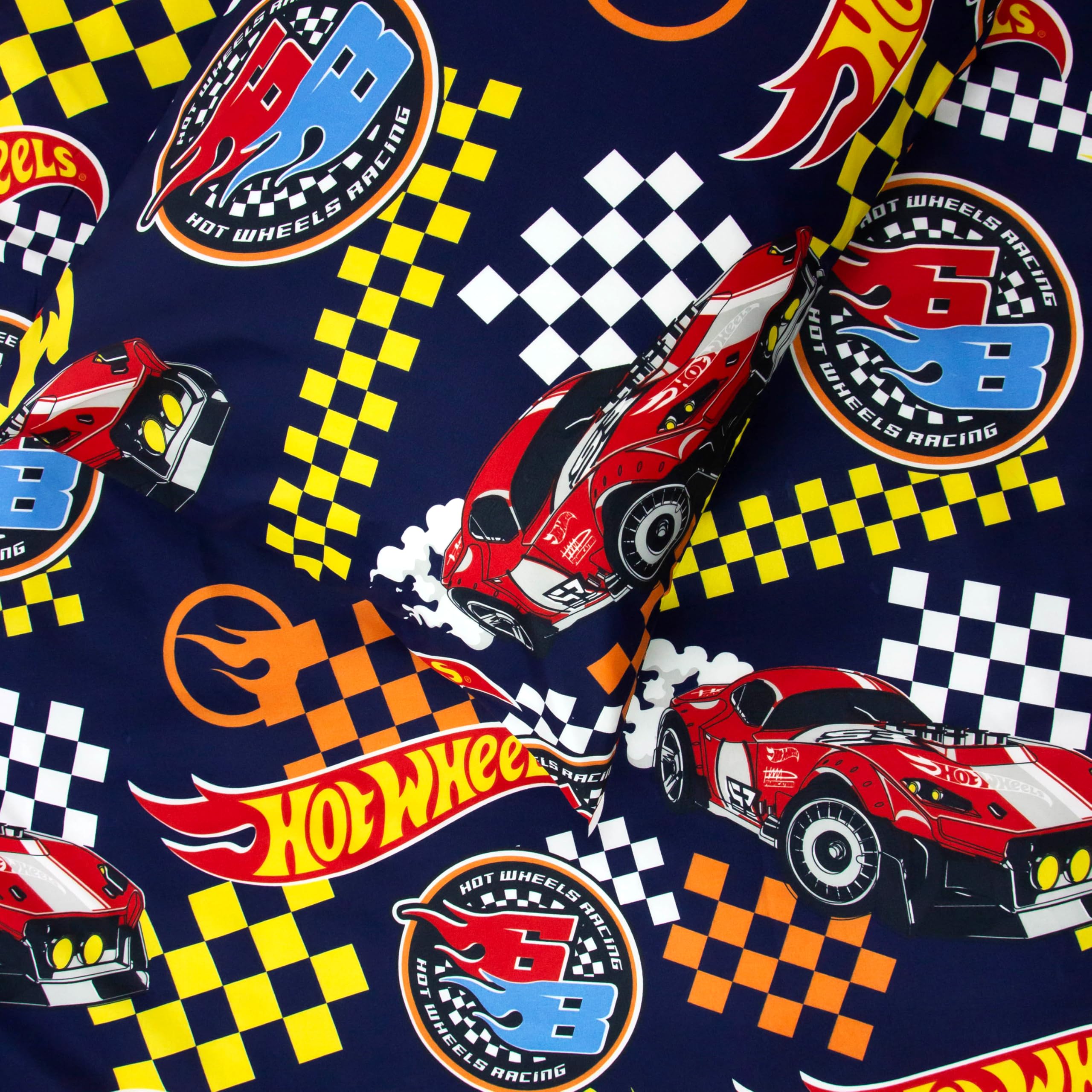 Hot Wheels - Set copripiumino singolo con licenza ufficiale Racer, reversibile, 2 lati, con federa coordinata, perfetto per la camera dei bambini