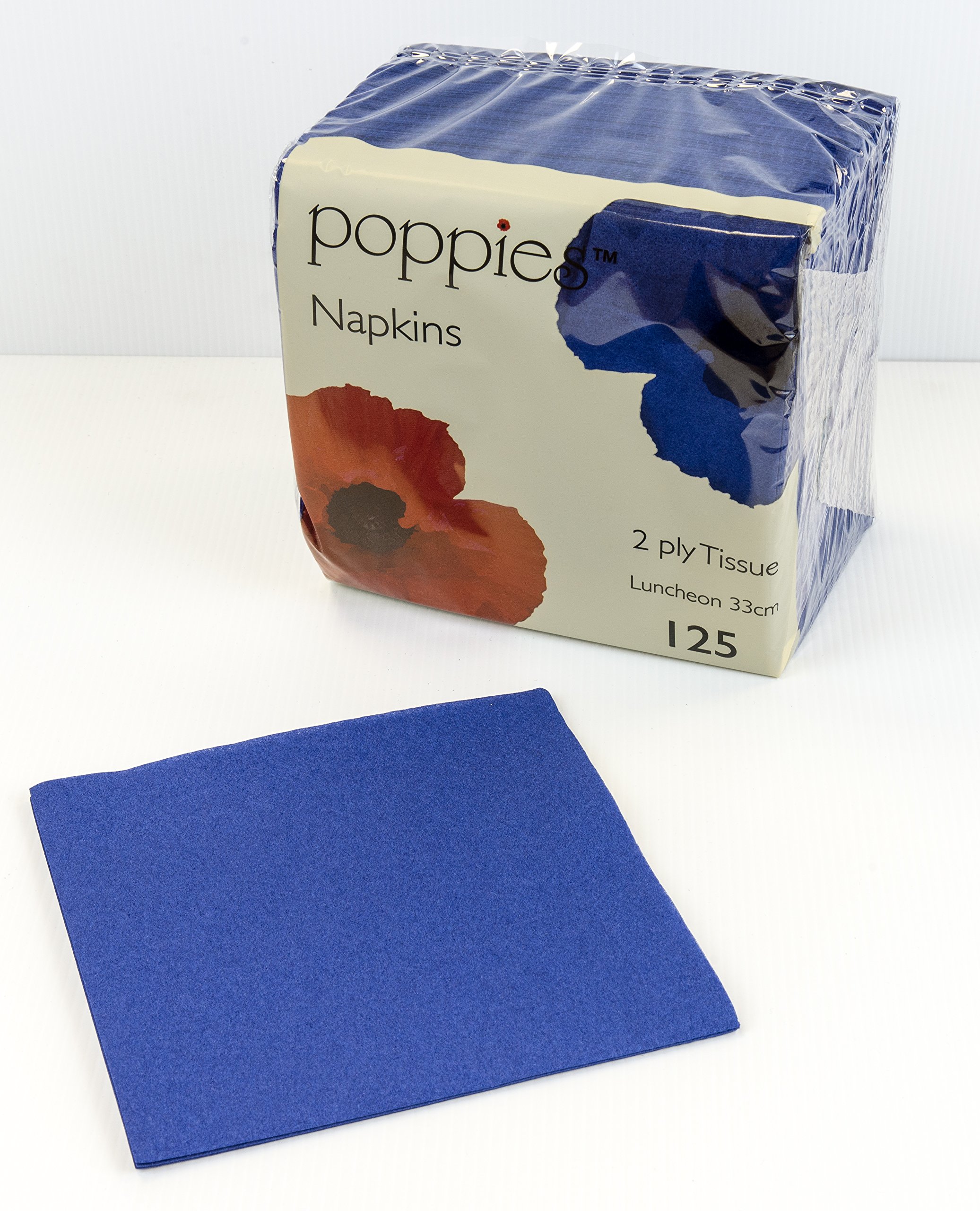 Poppies 33cm 2ply Navy Blue Napkins (250)