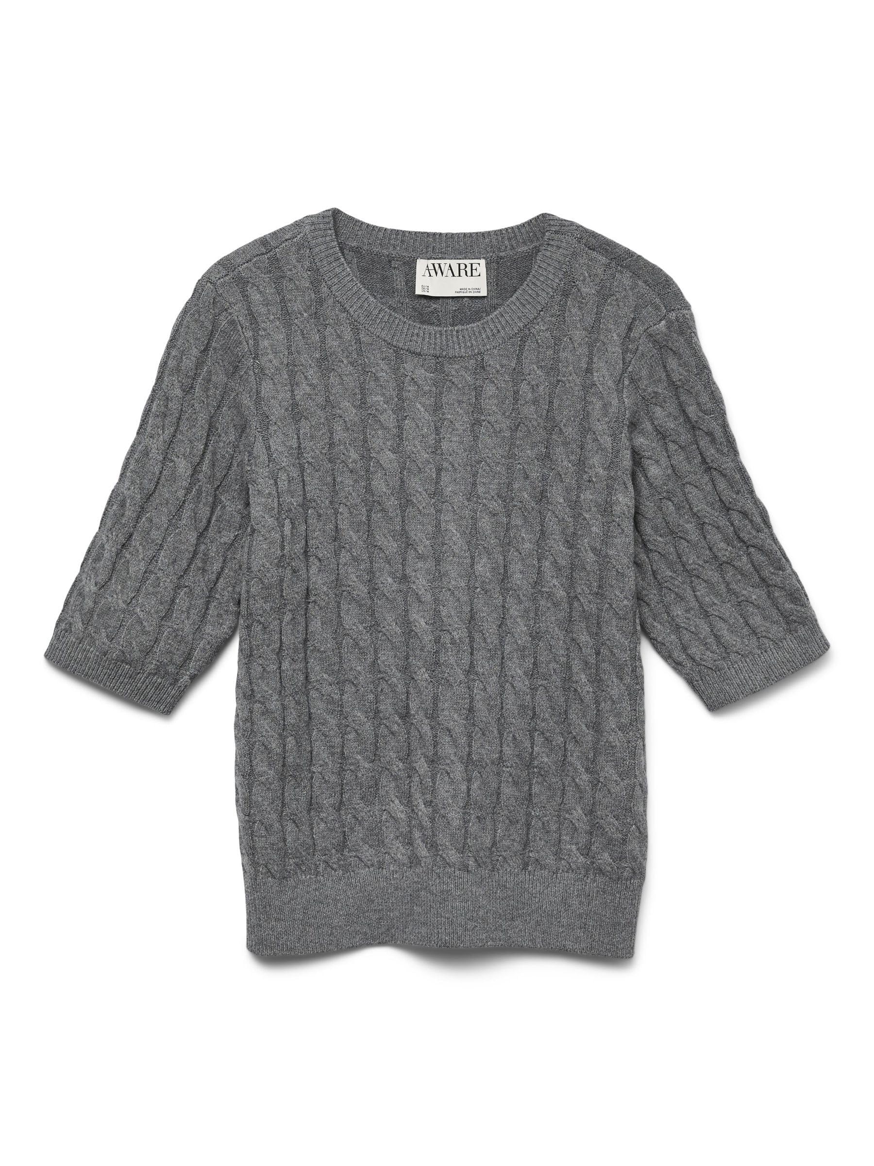 VERO MODA Awlorella 2/4 Crew Neck Knit Top Noos, Medium Grey Melange, XL