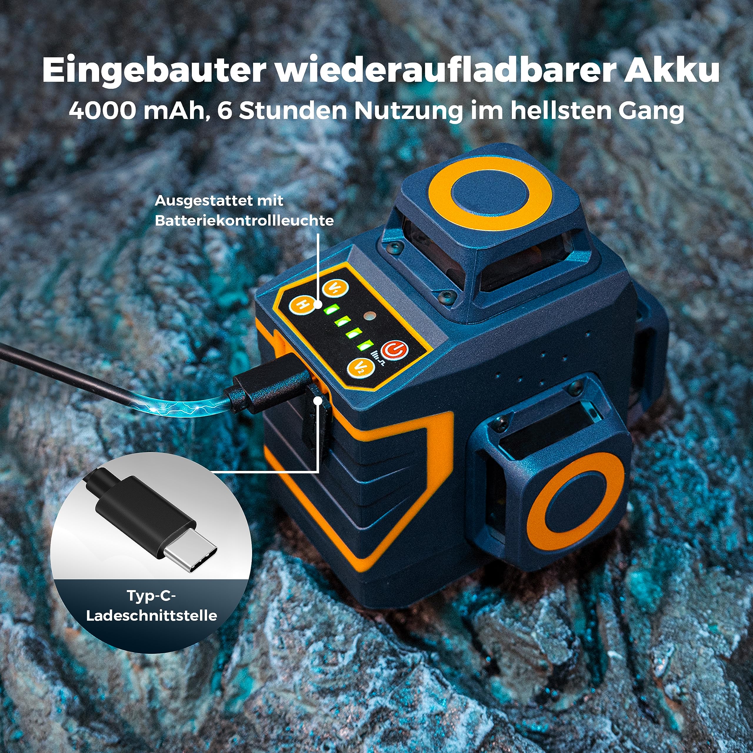 CIGMAN Kreuzlinienlaser Grün 3 x 360 Grad Laser Wasserwaage Nivellierlaser mit wiederaufladbarer Lithiumbatterie und Fernbedienung, einstellbare Helligkeit zum Energiesparen, CM701SE