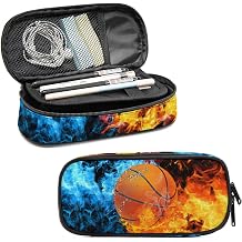 Basketball Printed Pencil Case, Large Capacity Pencil Pouch, Pencil Bag with Zipper Compartment, Boys Multifunction Stationery Bag for Back to School Students