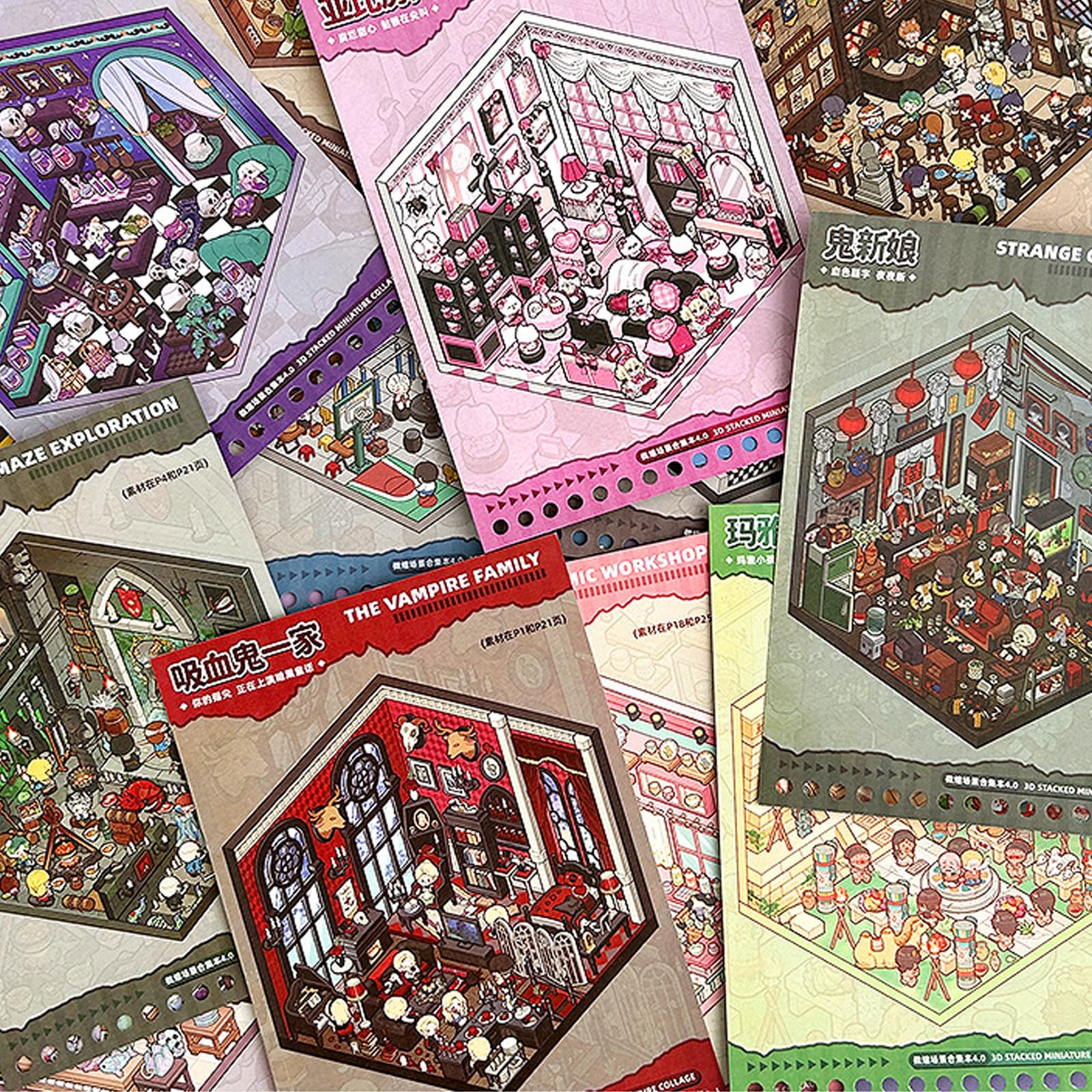 Autocollants 3D Scène Maison Rose - Kit Créatif Avec Pincettes Pour Enfants Et Adultes