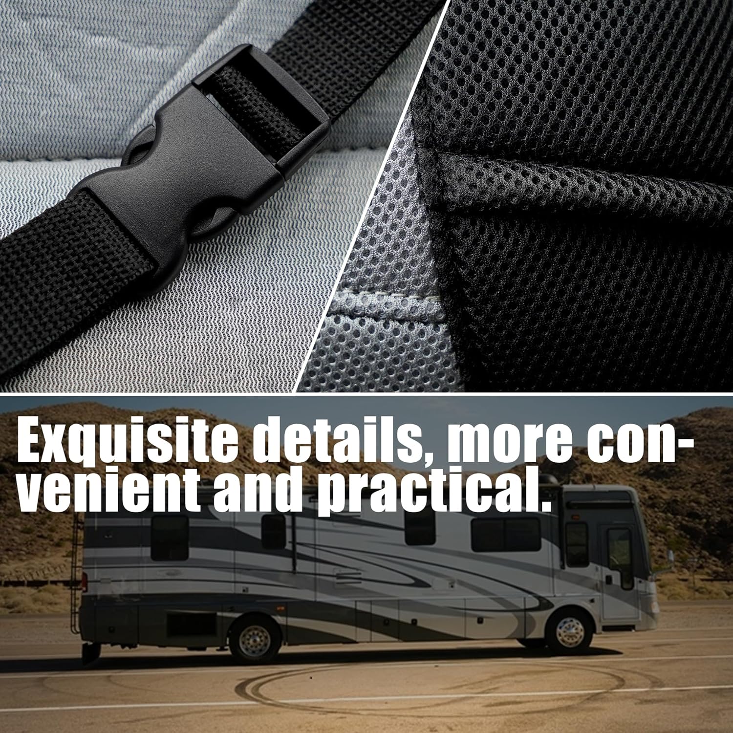 Jokuye 2Pcs RV Seat Covers for Captain Chair with Arm Rest Covers, Comfort-Fit Stretchable Design for Class A Motorhomes, Easy to Installation - Gray