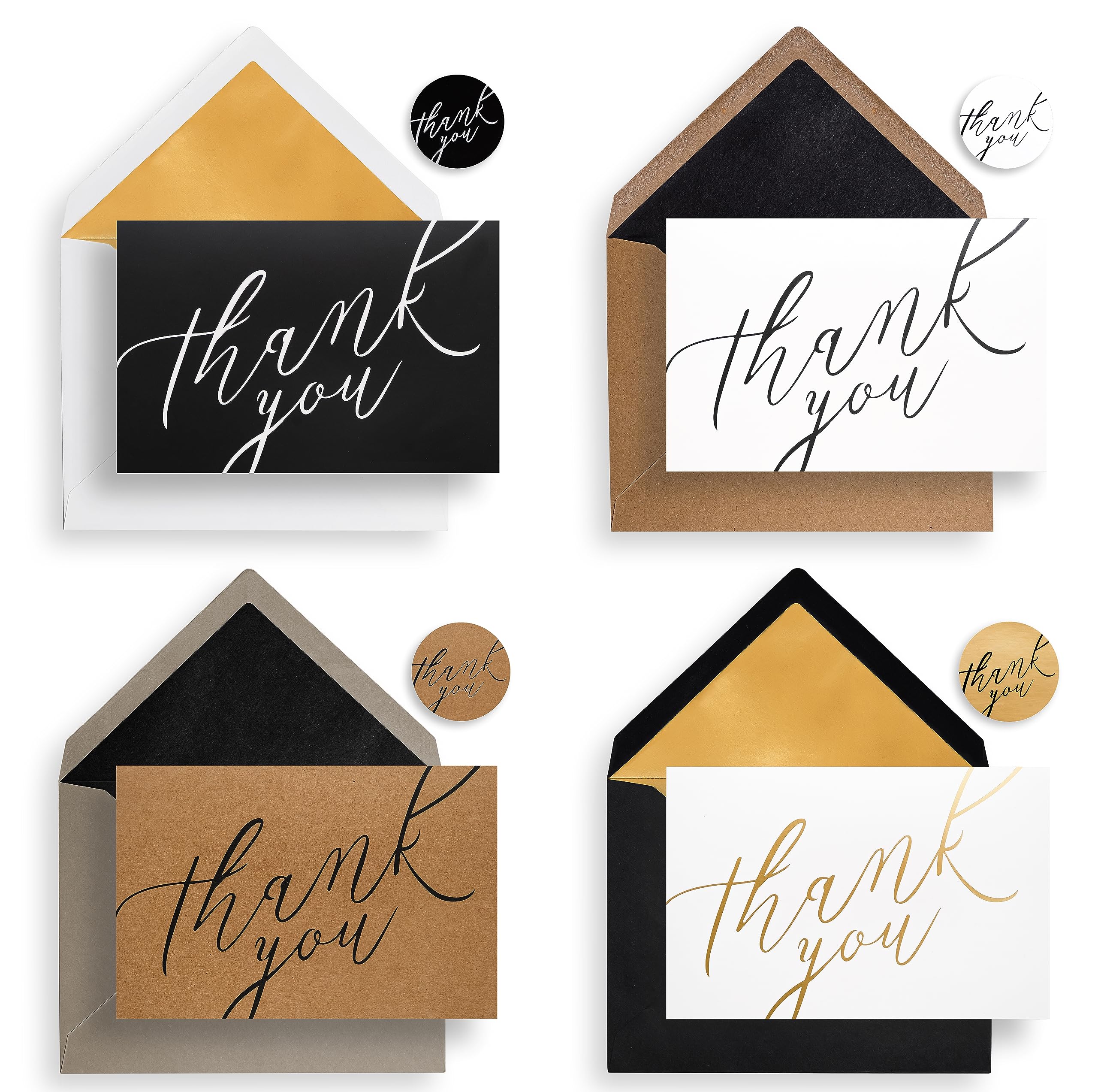 Bornpaper Thank You Cards with Envelopes & Stickers – 80 Blank 4x6 Note Cards Bulk Set for Small Business, Wedding, Baby Shower, Graduation, Funeral,
