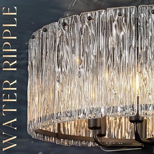 Miniatura 8 de Lámpara moderna de tambor negro 24.4 "iluminación de vidrio P85-600B1