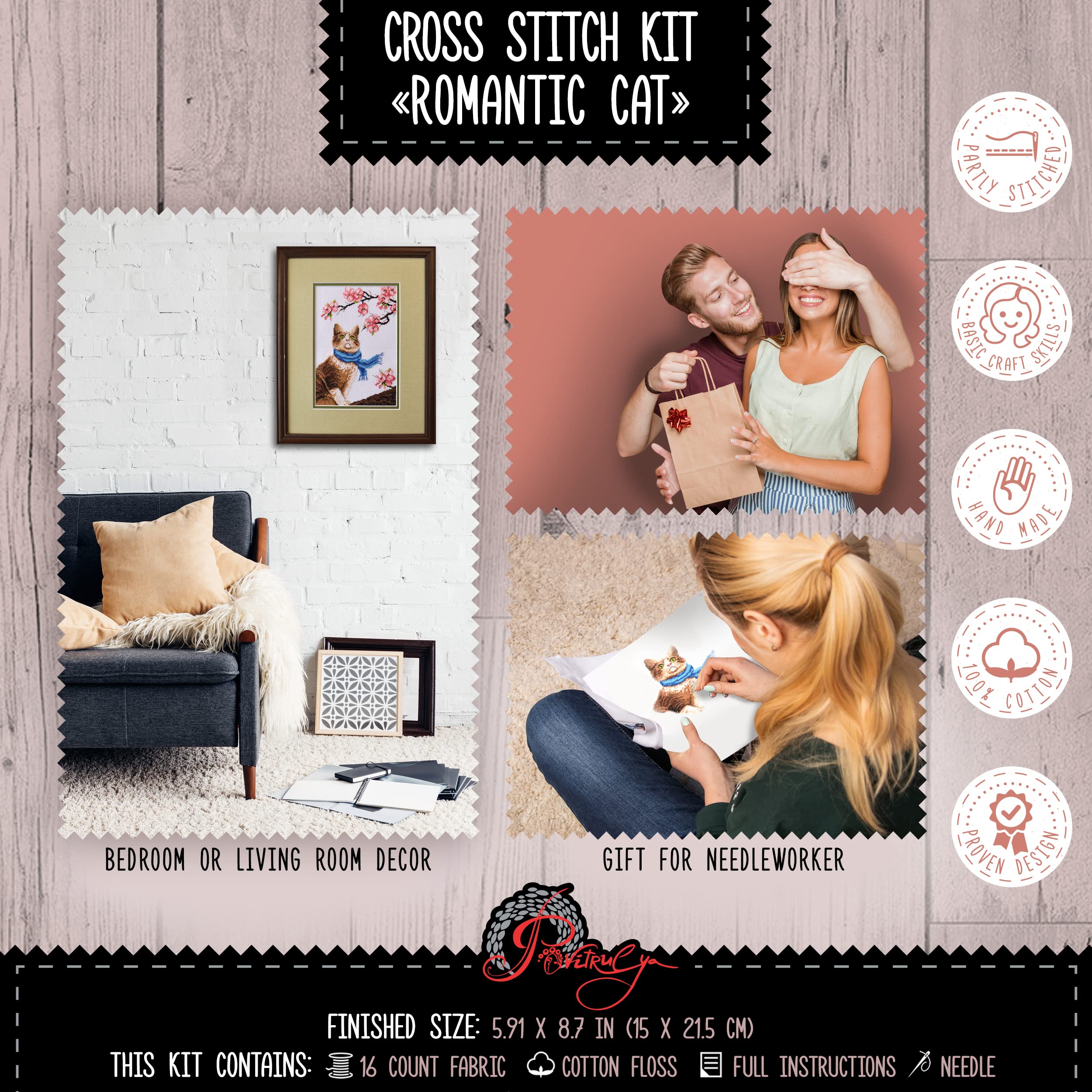 Povitrulya Kit De Broderie Au Point De Croix Pour Enfants Et Adultes