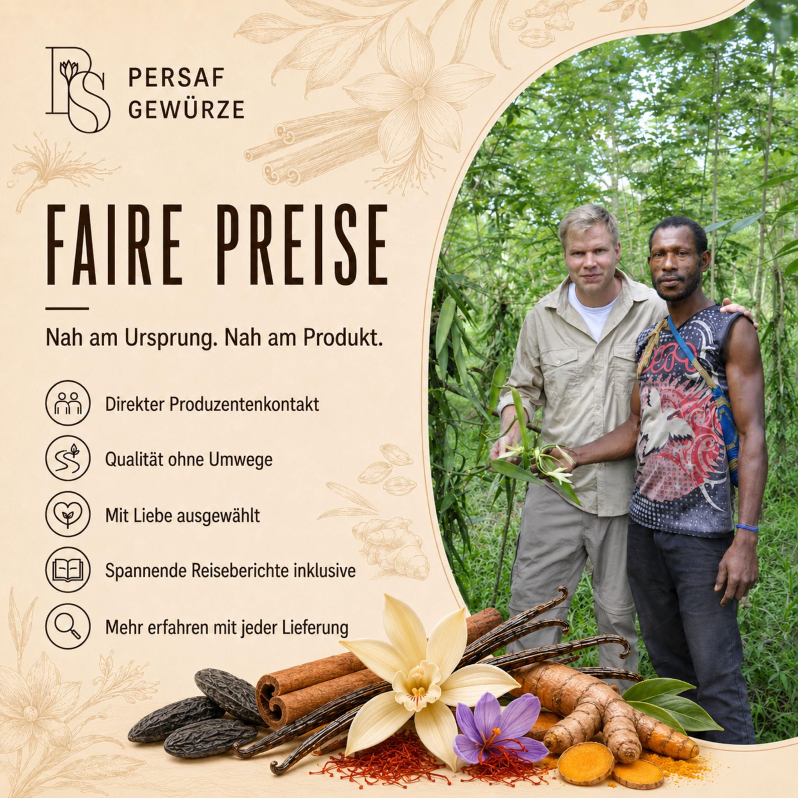 PerSaf BIO Voatsiperifery Wildpfeffer 1 kg - endemischer Urwaldpfeffer aus Madagaskar - ganzer Pfeffer in Gourmet Qualität - inkl. Vanilleschote - DE-ÖKO-006