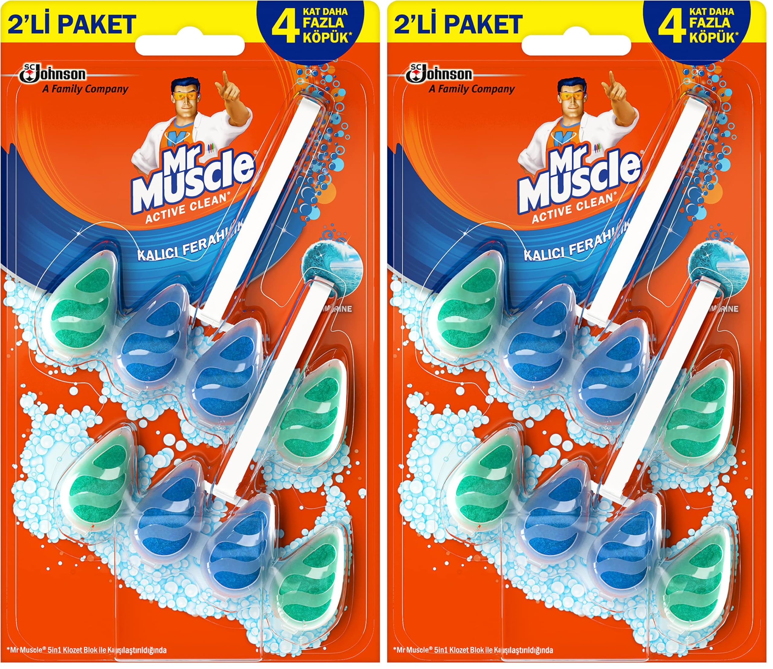 Mr Muscle Klozet Blok 2'Li Marine, 77.2G 1 Paket (1 x 122 g) 2li paket