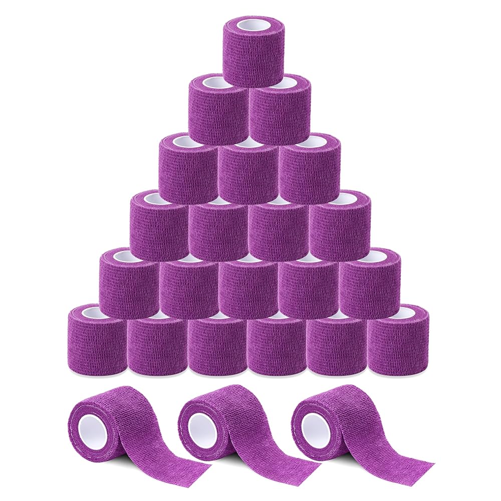 BISIBITA2 Sensi Wrap Grip Cover Sports Self Bandage Rolls 2-inch x 5-Yards 24pcs (Violet)