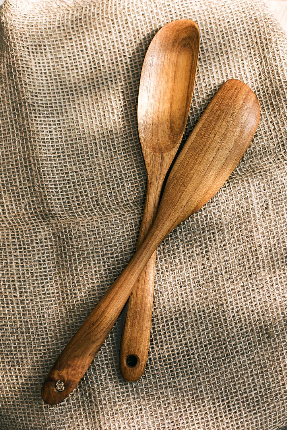 Cucchiaio Piatto In Teak 30,5 Cm - FAAY - Artigianale, Resistente All'Umidità, Adatto A Pentole Antiaderenti