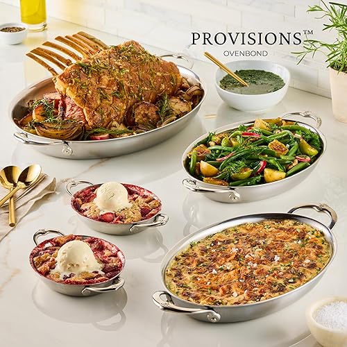 Miniatura 9 de Hestan Provisions - Plato ovalado para gratinado, acero inoxidable con revestimiento mediano, 2.0 cuartos de galón (12.5 x 9.0 pulgadas)