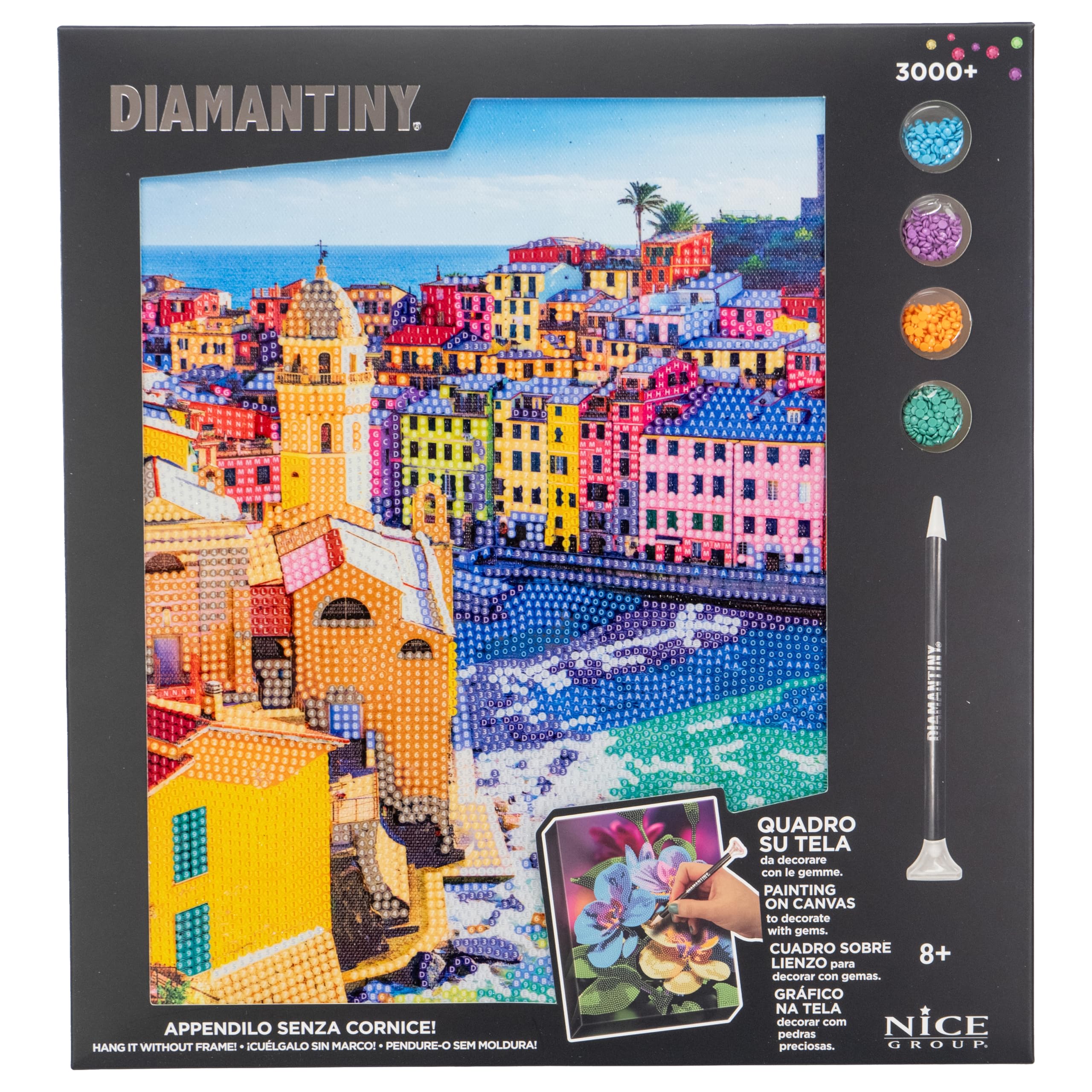 DIAMANTINY Level Up - QUADRO - Creative Art, Diamond Painting Kit, crea il mosaico Cinque Terre