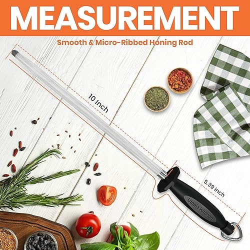 Vista 3 de Utopia Kitchen Cuchillo de acero afilado de 10 pulgadas que afila varilla de afilado de acero - negro