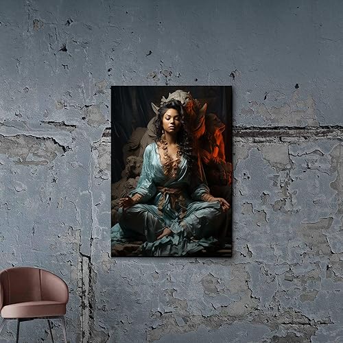 Miniatura 6 de Yoga Wall Art, Canvas Prints Yoga Meditation Studio Room Decorations Tie Dye Hippie Psychedelic Poster with Frame Meditating Peace Wall Art Hanging