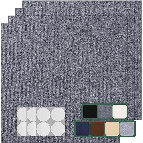 30 Pack Carpet Tile - 12” X 12” Self Adhesive Carpet Floor Tiles Anti-Slip Squares Peel and Stick Floor Tilel DIY Installation for Bedroom (Dark Gray)