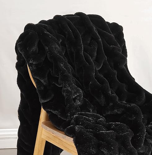 Miniatura 4 de Casual Chic Lapin - Manta de piel sintética ultra fina, lujosa, elegante, suave y acogedora manta de microfibra de 11.51 ozm para sofá y cama, 50 x