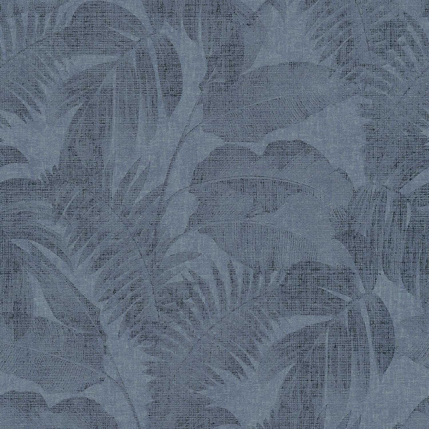 Papier peint floral intissé bleu pose facile sans table à encoller