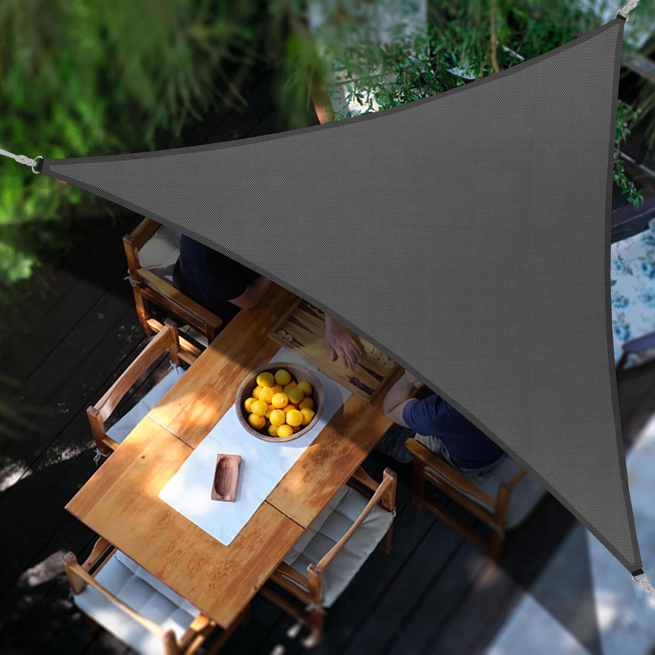 GREEN DECOR - Polyester 300GSM Fabric Waterproof Sun & Rain Blockage (Grey 10X10X10 Feet,Piece of 1) Triangle Shade Sail Used for Canopy Cover,Car Parking, Patio, Garden,Balcony Tent,Outdoor Area-image-24