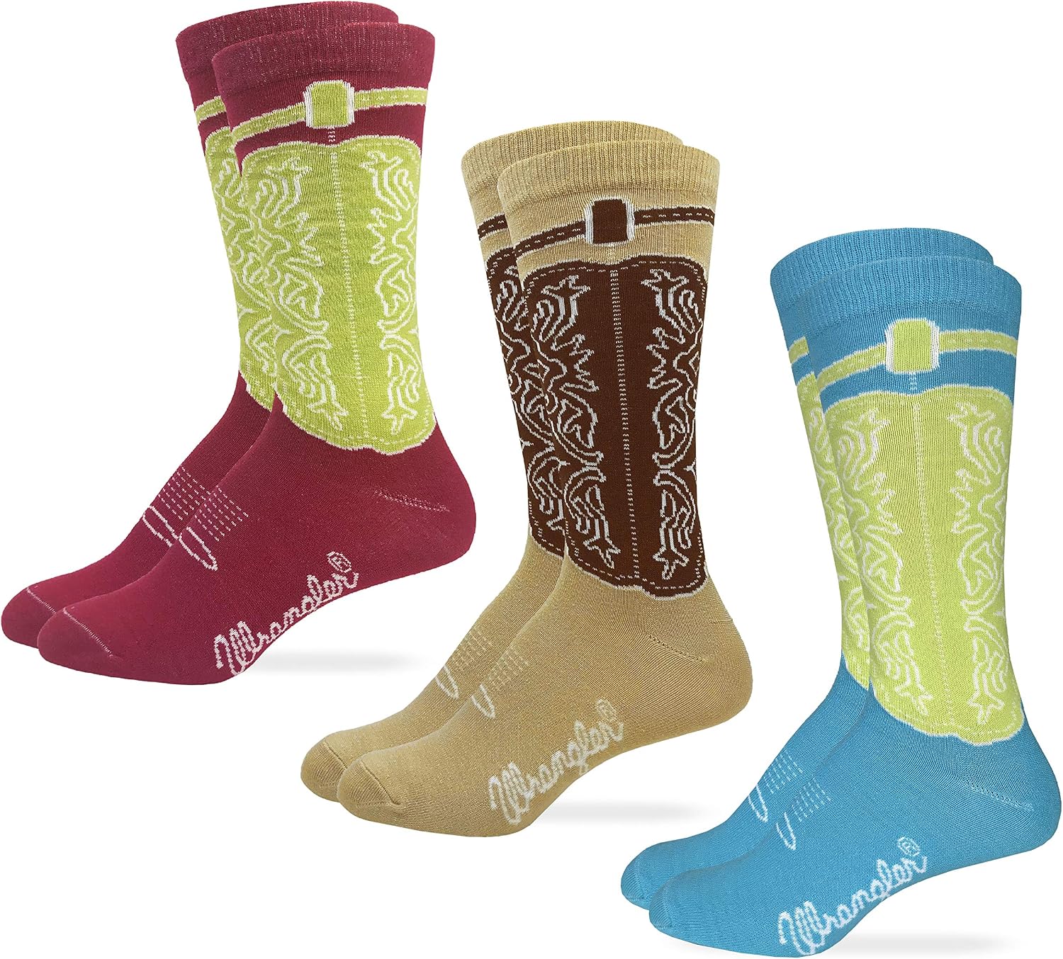 Wrangler Womens Western Cowgirl Crew Boot Socks 3 Pair Pack