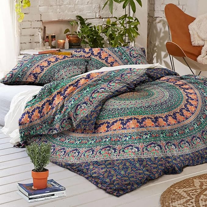Indian Hippie Cotton Ethnic Print Bohemian Mandala Ombre Duvet