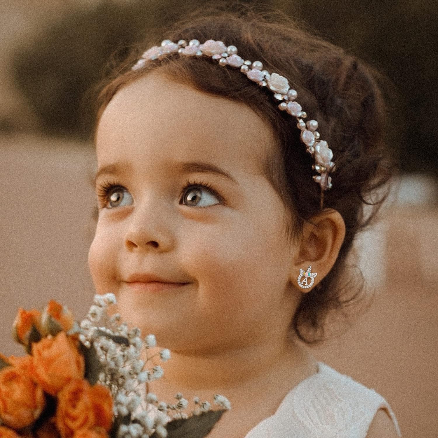 Unicorn Earrings for Girls Kids, Sterling Silver Post Earrings Unicorn Earrings for Girls Hypoallergenic Initial Earrings for Girls Kids Toddler Little Girls Gifts Christmas Gifts for Teen Girls - Image 3