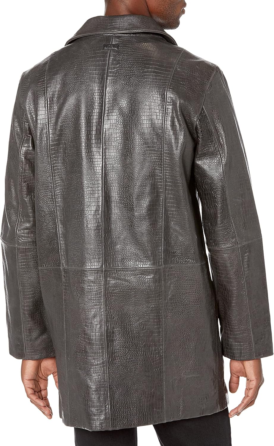 DKNY Men's Real Leather Croc Embossed Jacket
