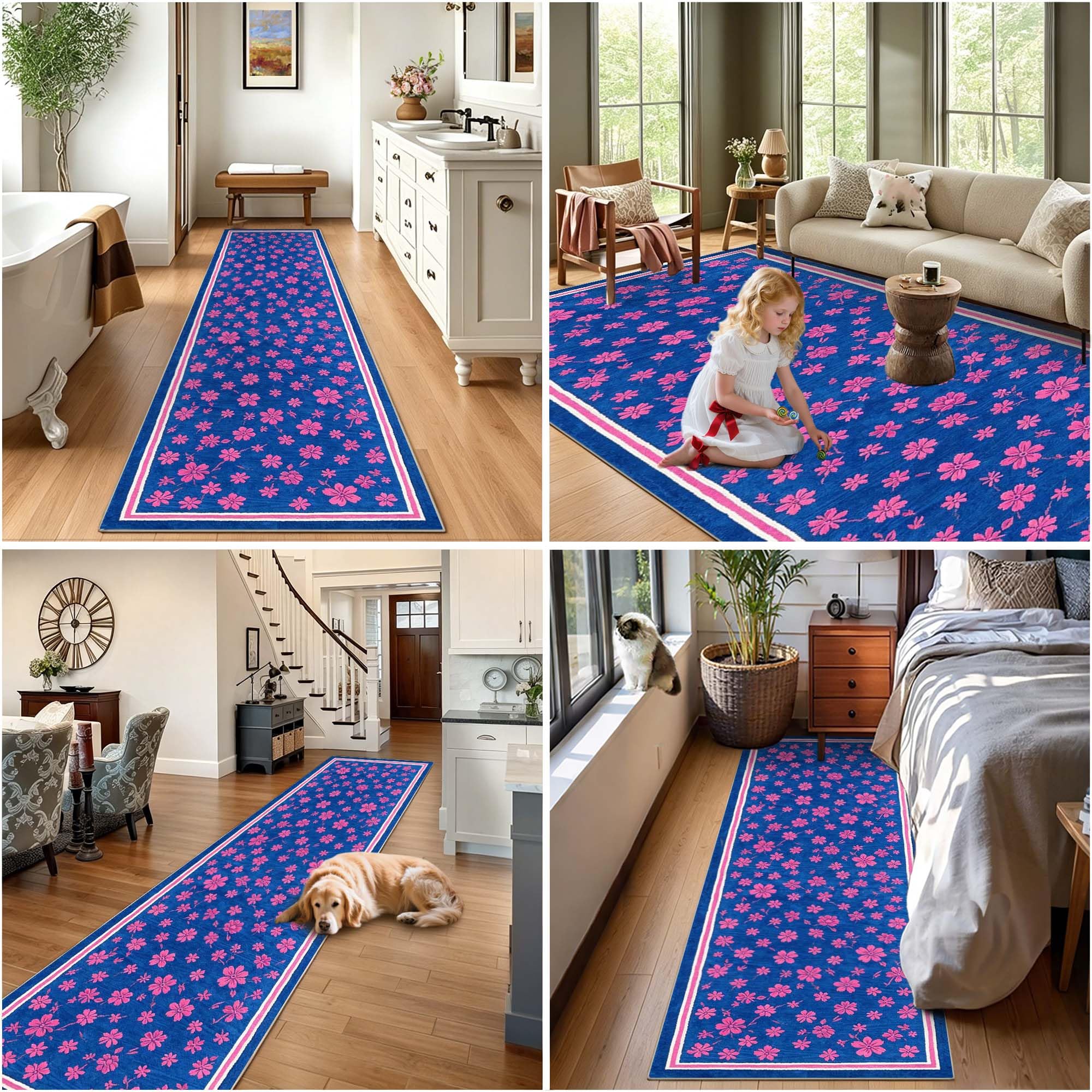 Tappeto Passatoia Cucina Corridoio Antiscivolo 60 x 180 cm | Tappeto Runner Ingresso Lavabile per Cucina Lavanderie Ingresso