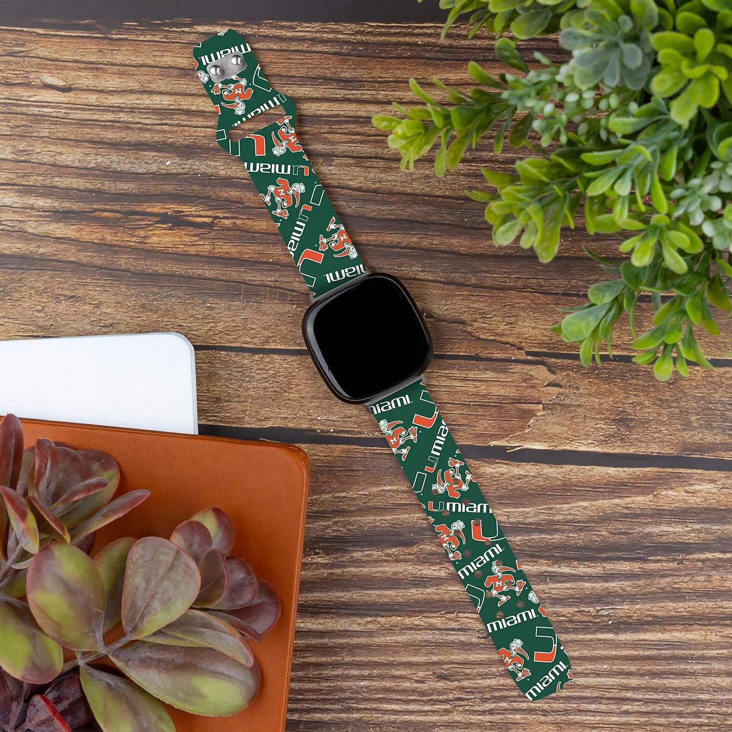Affinity Bands Miami Hurricanes HD Watch Band Compatible with Fitbit Versa 3 and Sense