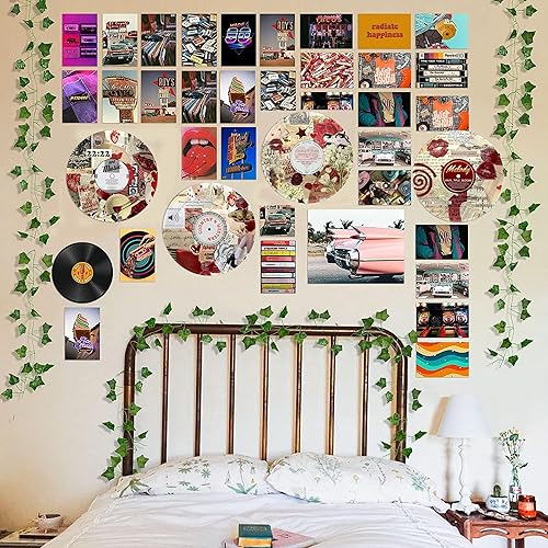 Miniatura 6 de TracyArt Decoración hippie, carteles para estética de habitación, decoraciones Y2K, decoración de discos, 4 piezas de 12 pulgadas