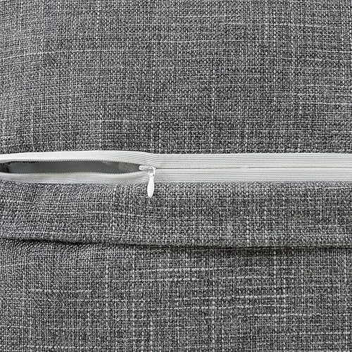 Miniatura 3 de Ikuoic Juego de 2 fundas de almohada decorativas de lino gris oscuro de 24 x 24 pulgadas, funda de cojín cuadrada europea con 3 botones