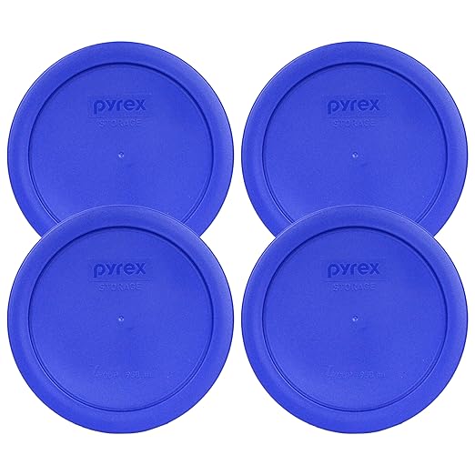 Pyrex 7201-PC 4-Cup Cadet Blue Plastic Food Storage Lid, Made in USA - 4 Pack - Original Genuine Pyrex - Made in the USA