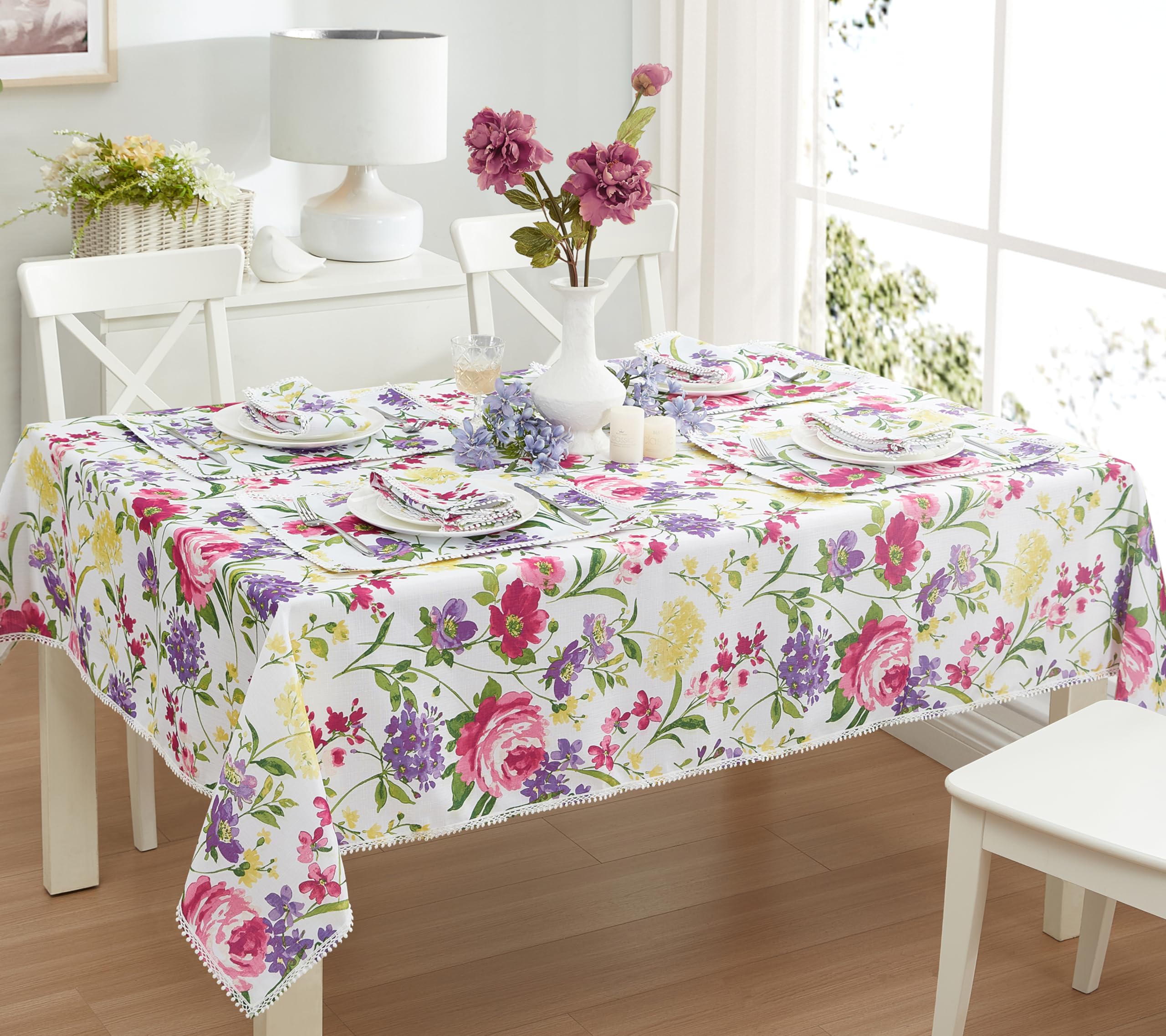 Tovaglia Rettangolare In Lino Testurizzato 152x304 Cm – Antimacchia, Impermeabile E Antipiega – Perfetta Per Cene, Buffet E Campeggio – Colore Rosa