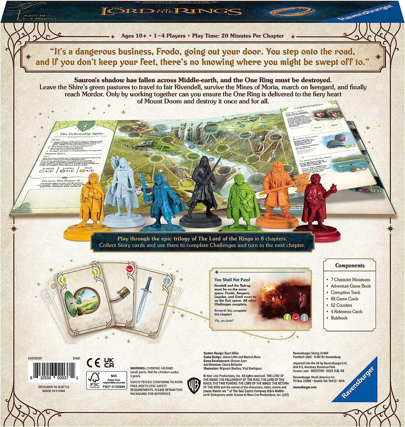 Ravensburger Lord of the Rings Adventure Book - wciągająca rodzinna gra planszowa dla dzieci i dorosłych w wieku 10 lat i starszych od 1 do 4 graczy