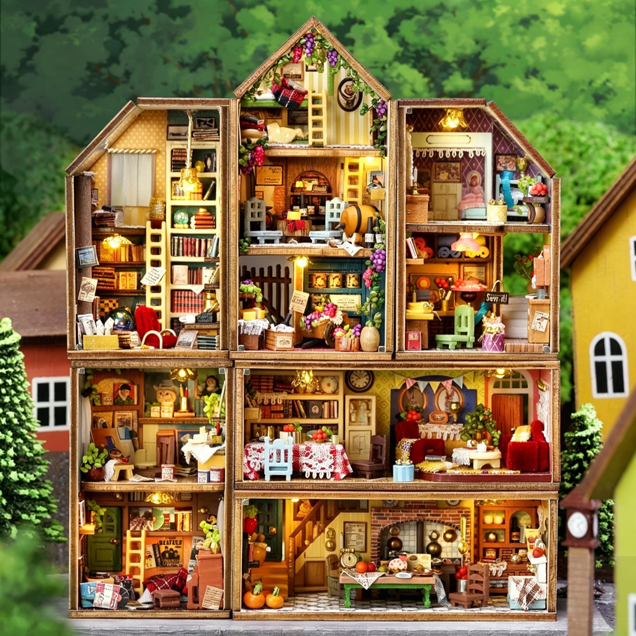 CUTEROOM DIY Miniaturhaus-Bausatz, Mini-Haus-Bausatz für Erwachsene zum Bauen, Puppenhaus-Bausatz aus Holz mit Möbeln, Weihnachts- und Geburtstagsgeschenke