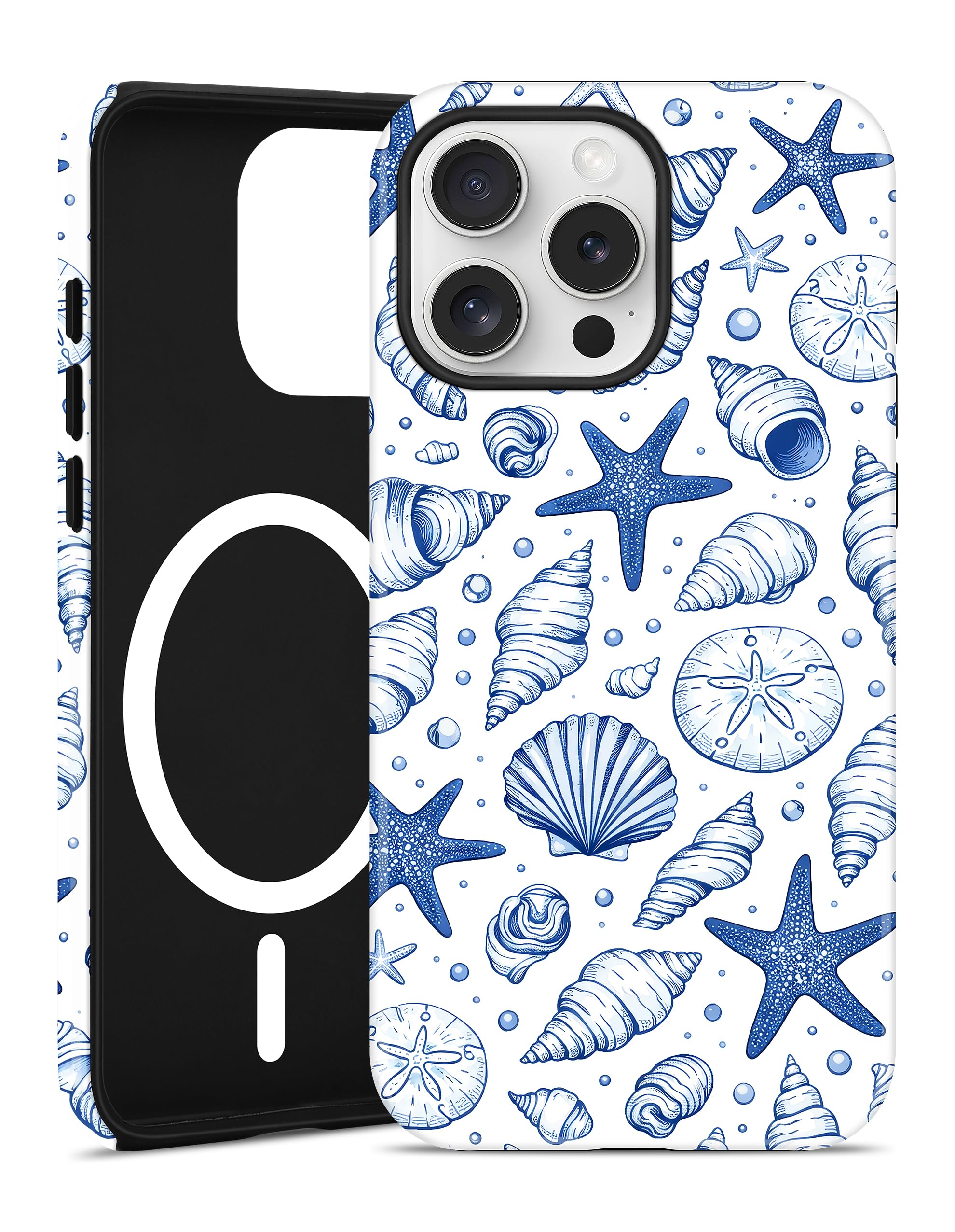 Jolie coque iPhone 13 Pro MagSafe cadeau design été coquillage bleu - 8