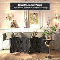 Vista 2 de Red Lantern Pantalla plegable de fibra de tejido de diamante corto de 2 pies - Negro - 4 paneles