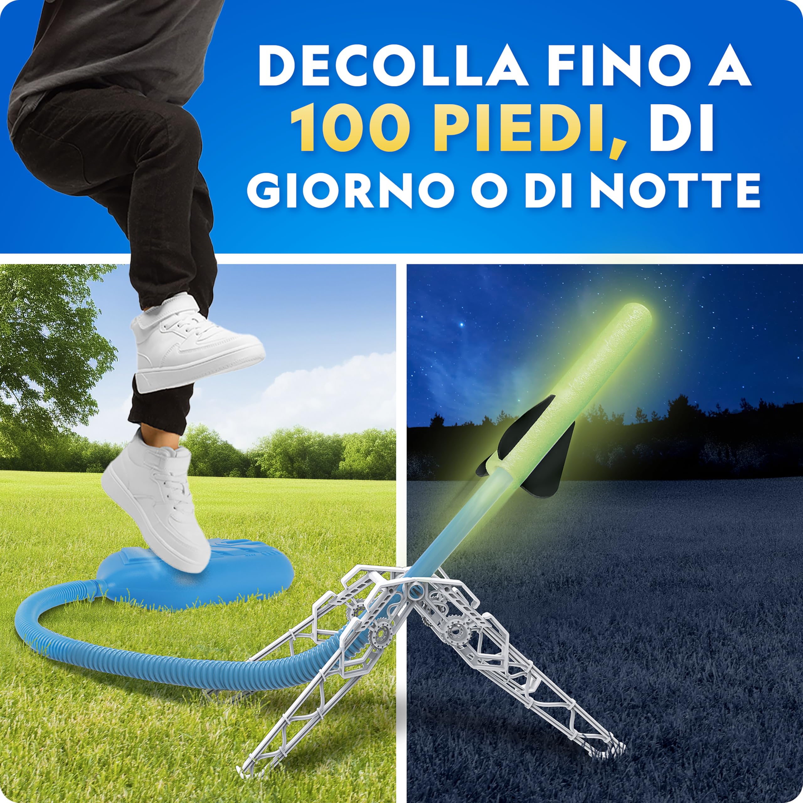 NATIONAL GEOGRAPHIC Lanciarazzi ad Aria per Bambini – Lancia Razzi Fosforescenti fino a 30 Metri, Giocattolo da Esterno per Bambini 8-12 Anni