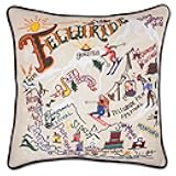 Catstudio Ski Telluride Hand Embroidered Decorative Throw Pillow