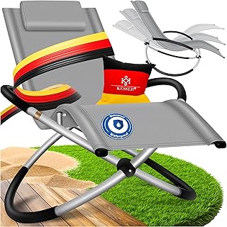 KESSER® Relaxliege Liegestuhl | Gartenliege Sonnenliege | Gartenstuhl | Klappstuhl faltbar | Schwungliege | Schaukelsessel | ergonomische Relaxsessel | wetterfest | 180 kg Belastung, Grau