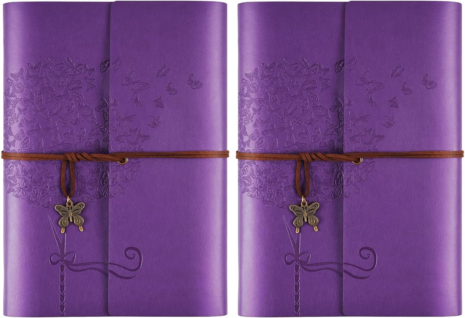 OMEYA Leather Journal Notebook, Refillable Writing Journal Diary Planner, Gifts For Women,Men, Girls, Sister, Friends(Purple, A5-9.3''×6.3'') (Pack of 2)