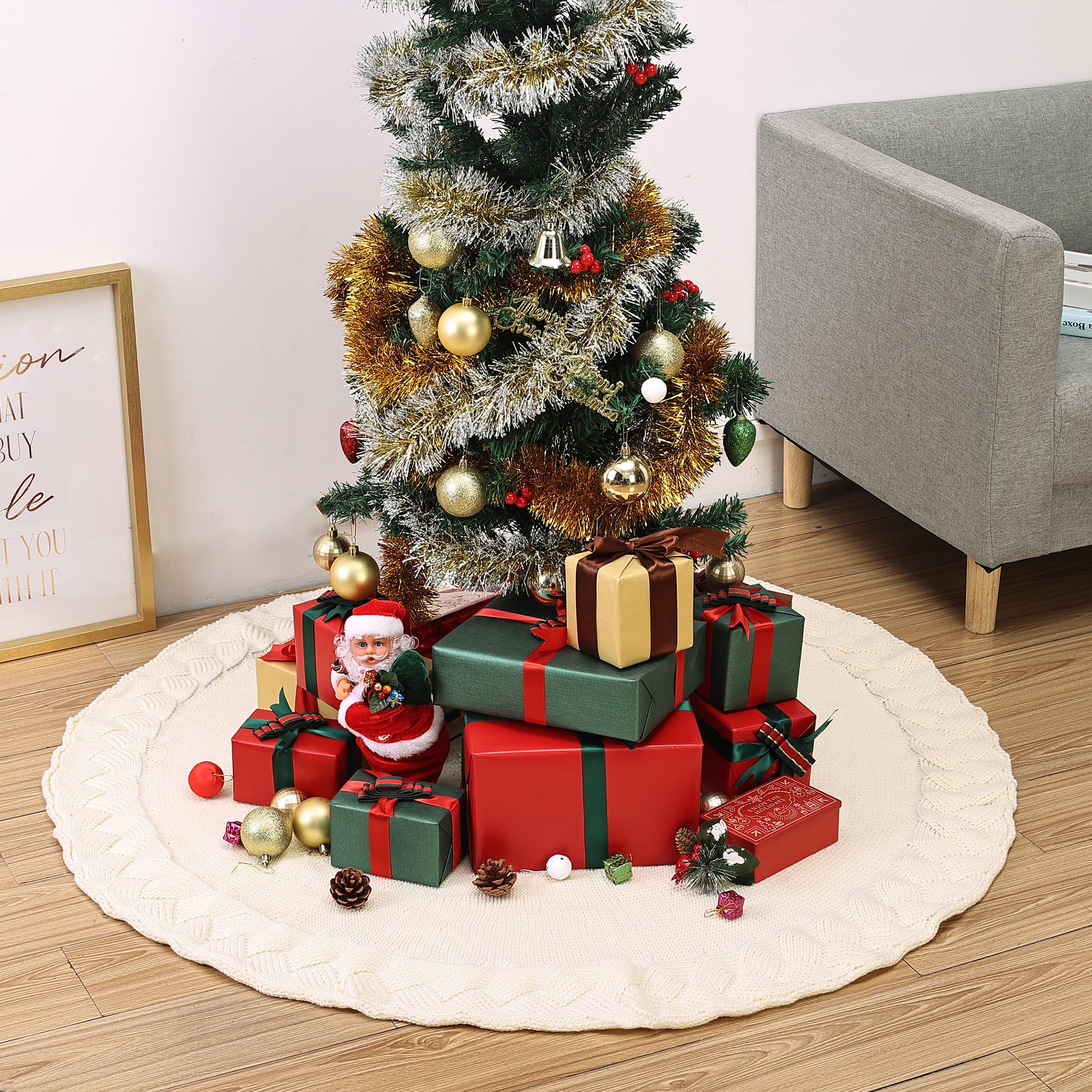 Mr. Pen - Jupe de sapin de Noël en tricot de 122 cm, jupe de sapin de Noël, jupe de sapin de Noël, jupe de sapin de Noël, jupe pour sapin de Noël, jupe de sapin de Noël de 122 cm