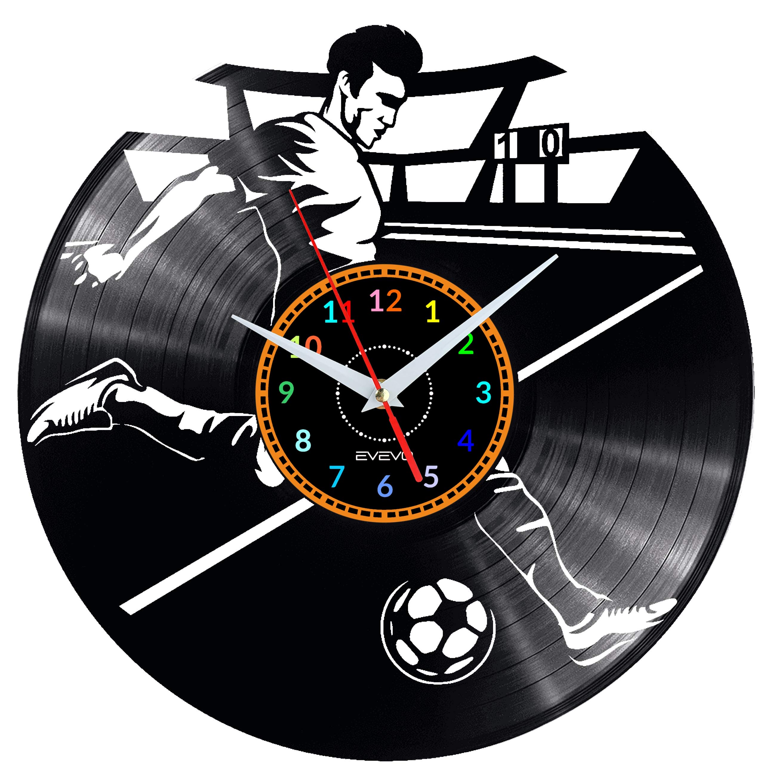 Horloge de football en vinyle W1794 idée cadeau originale sport